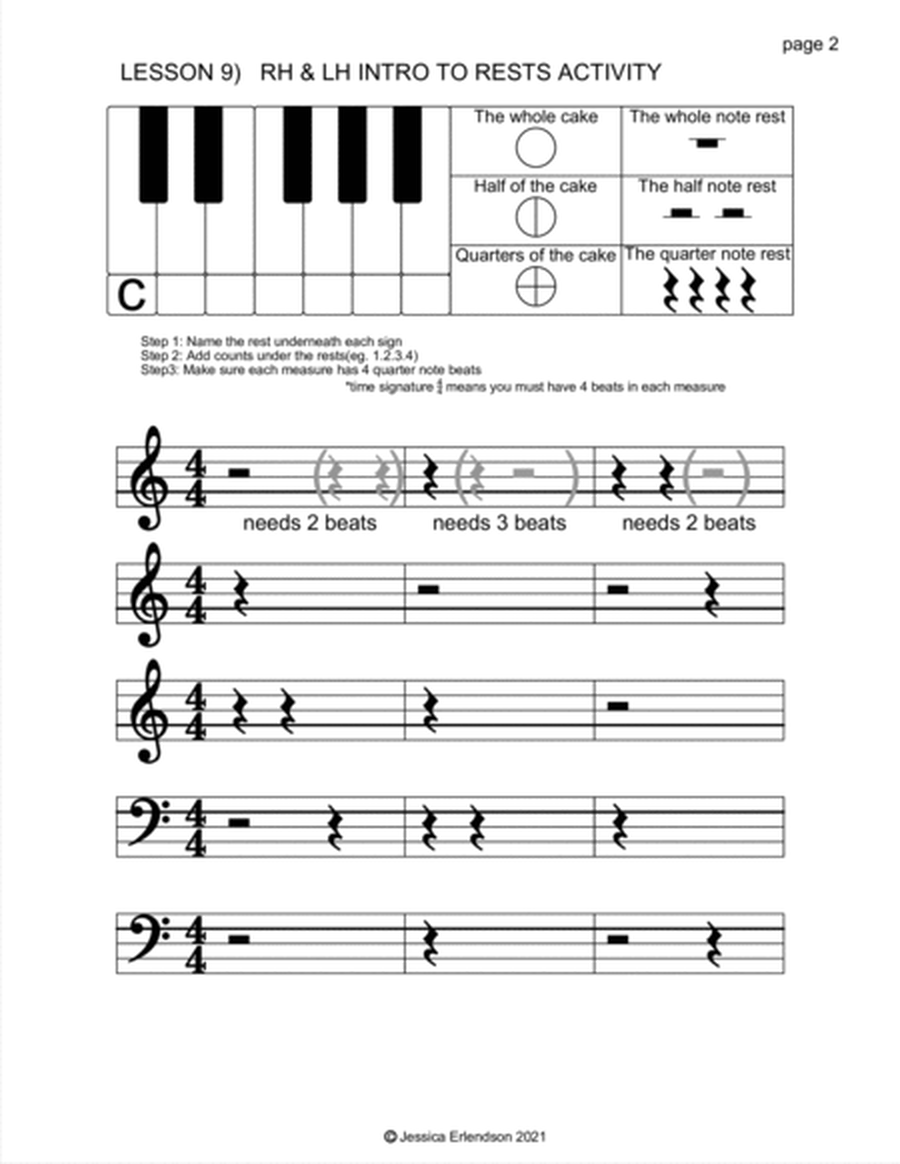Music Theory Colouring Booklet lesson 9 - Intro to Rests