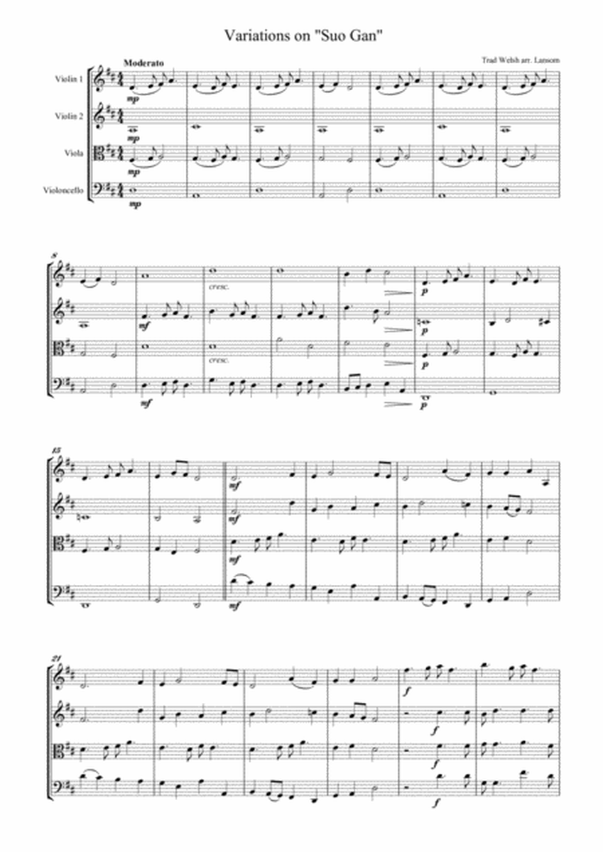 Variations on "Suo Gan" for String Quartet image number null