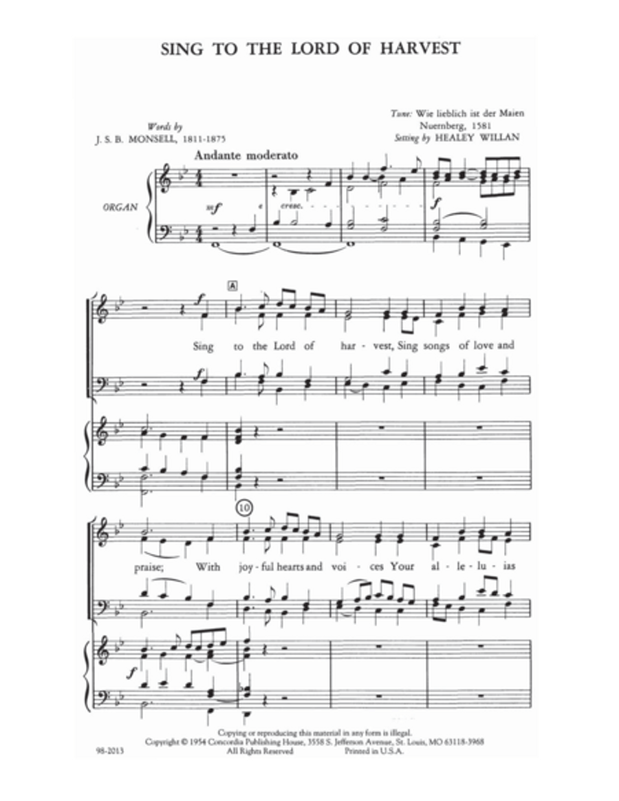 Sing to the Lord of Harvest (Willan) - SATB 4-Part scores gallery preview page 2