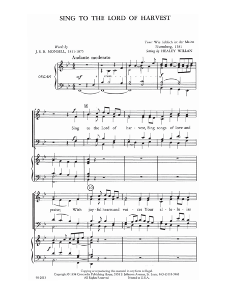 Sing to the Lord of Harvest (Willan) - SATB