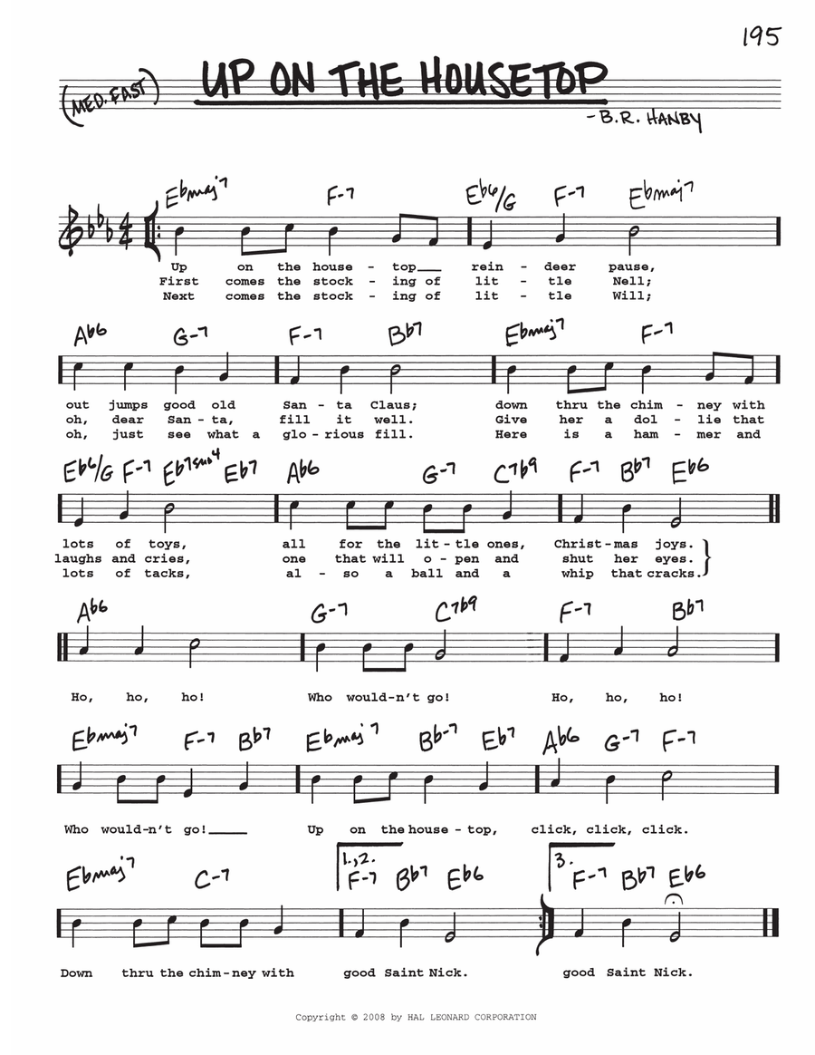 Up on the housetop piano discount