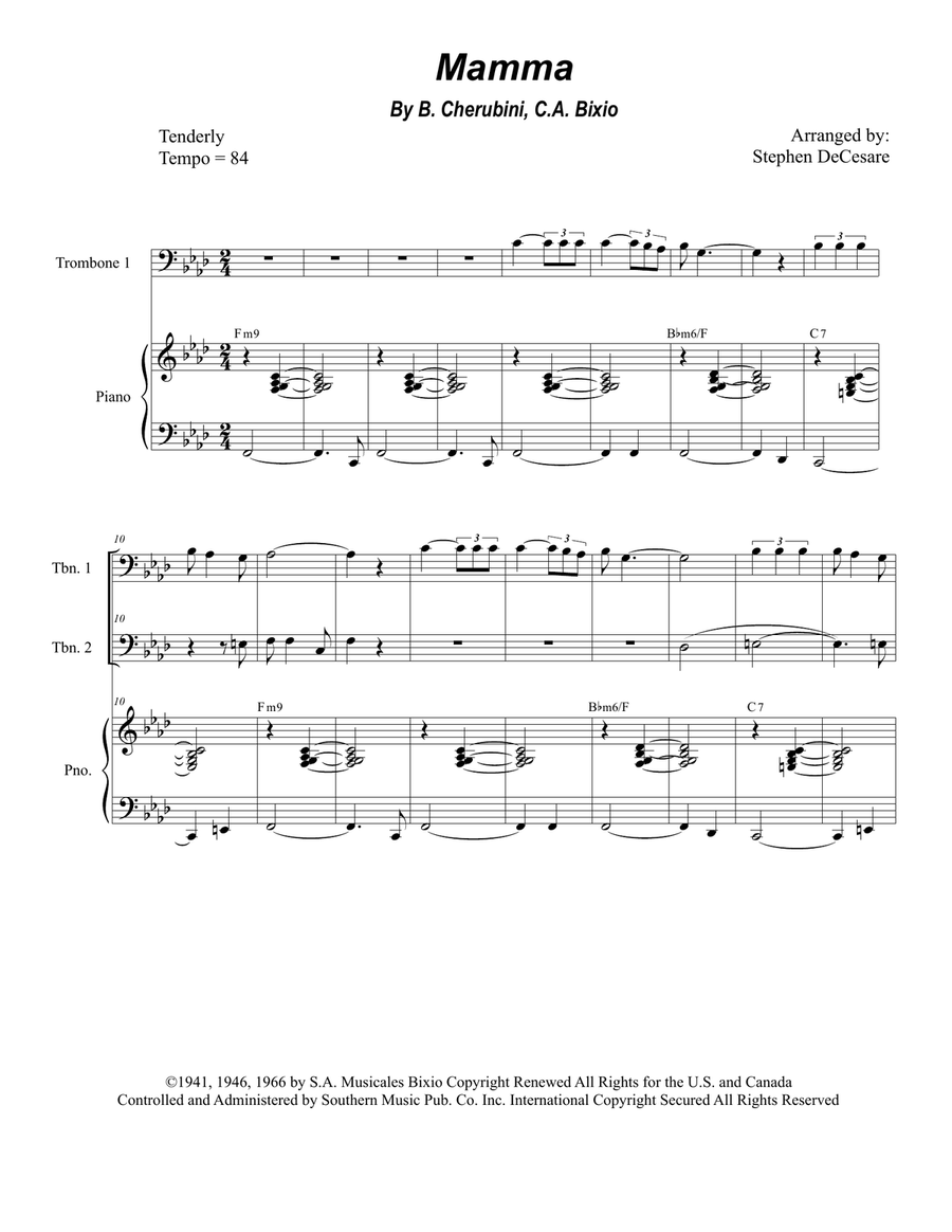 Mama (mamma) Trombone Duet scores gallery preview page 1