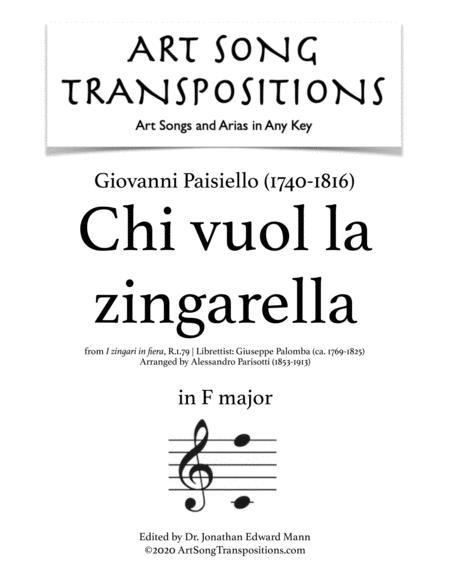 PAISIELLO: Chi vuol la zingarella (transposed to F major)