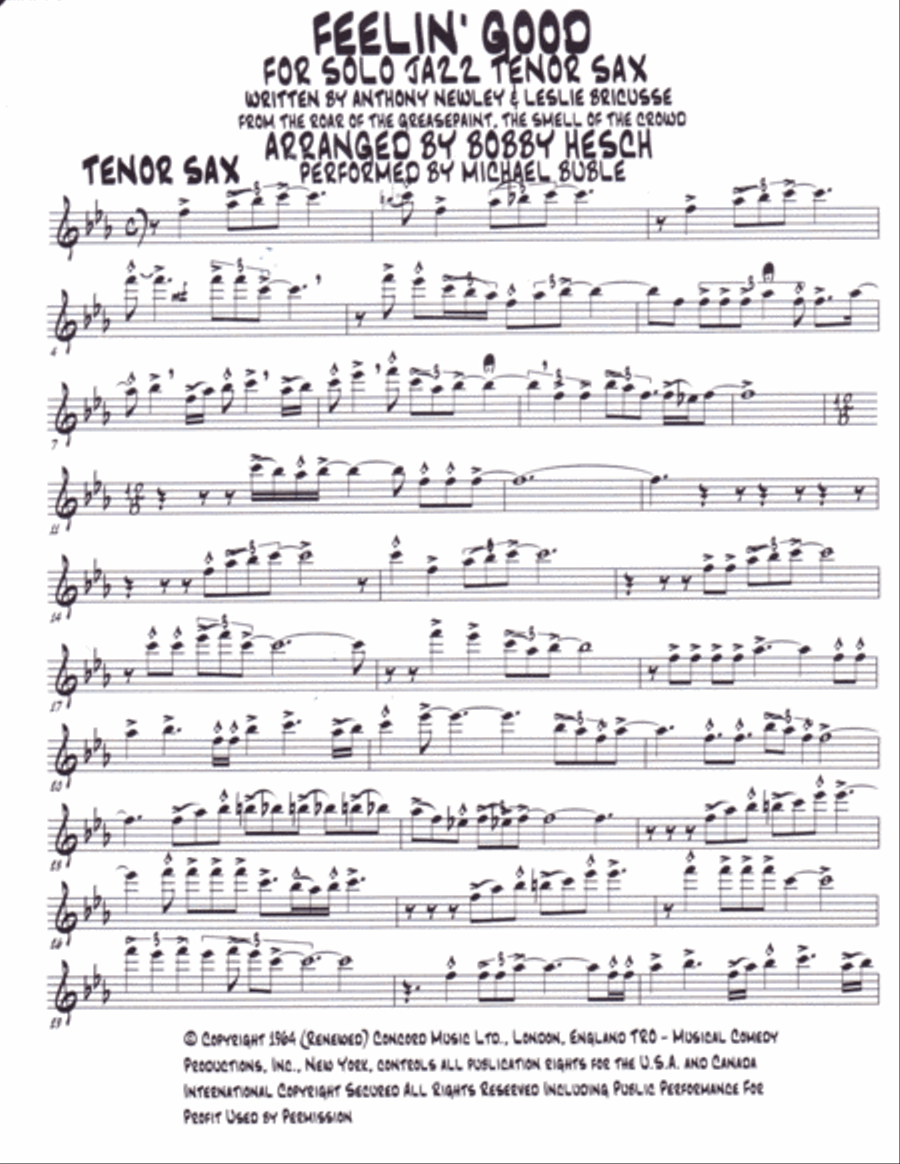 Feeling Good Tenor Saxophone scores gallery preview page 2