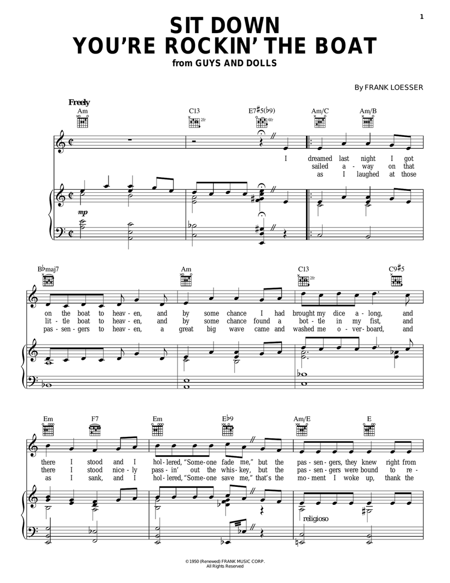 Sit Down You're Rockin' The Boat Piano, Vocal, Guitar scores gallery preview page 1