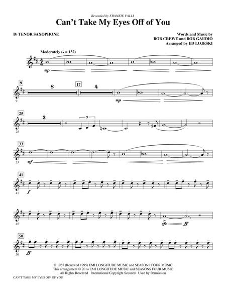 Can't Take My Eyes Off Of You (from Jersey Boys) (arr. Ed Lojeski) - Bb Tenor Saxophone