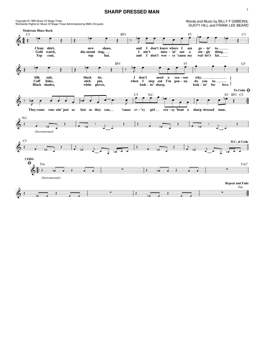 Sharp Dressed Man Piano scores gallery preview page 1