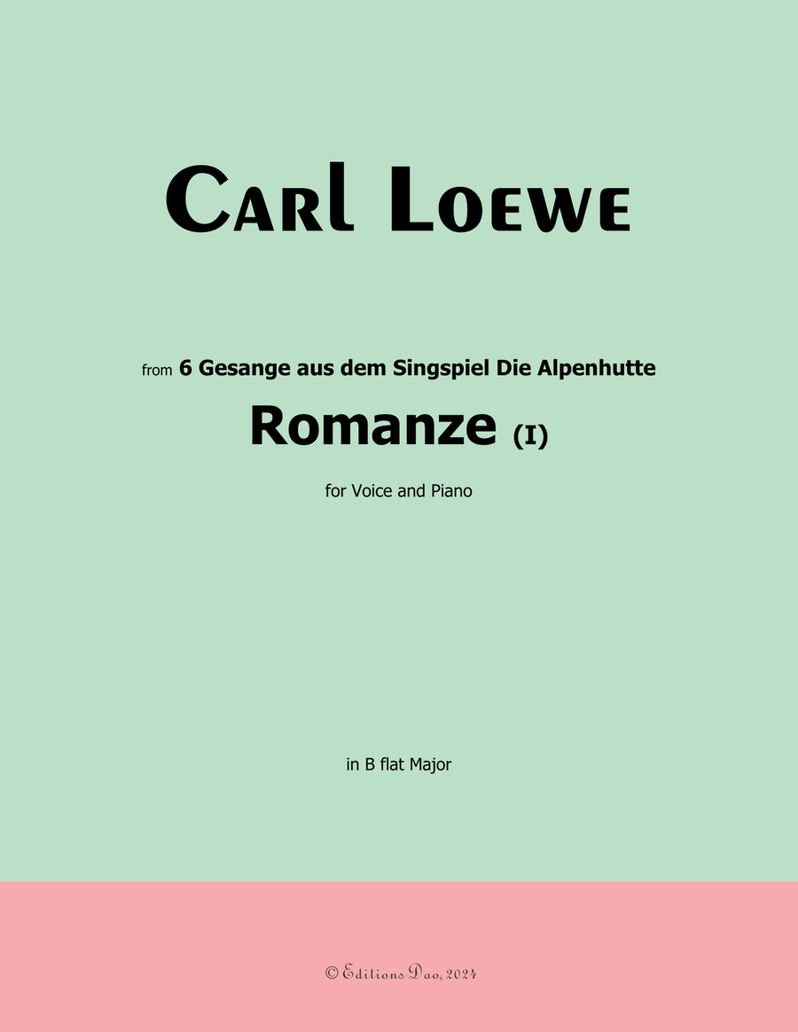 Romanze(I), by Carl Loewe, in B flat Major Piano, Vocal scores gallery preview page 1