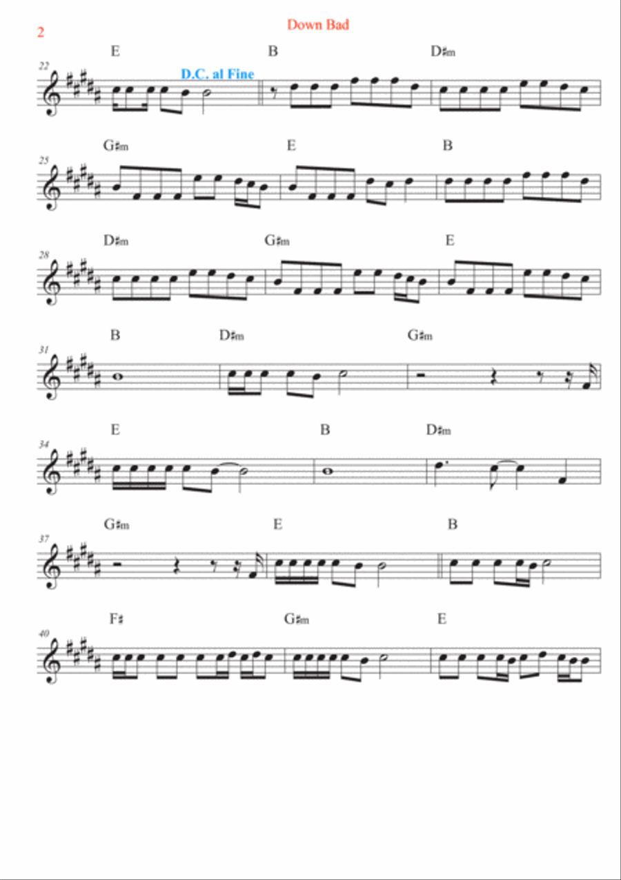 Down Bad Violin Solo scores gallery preview page 2