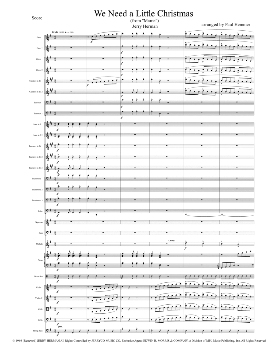 We Need A Little Christmas Full Orchestra scores gallery preview page 1