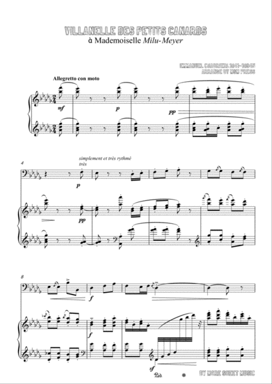 Chabrier-Villanelle des petits canards,for Cello and Piano Voice scores gallery preview page 3