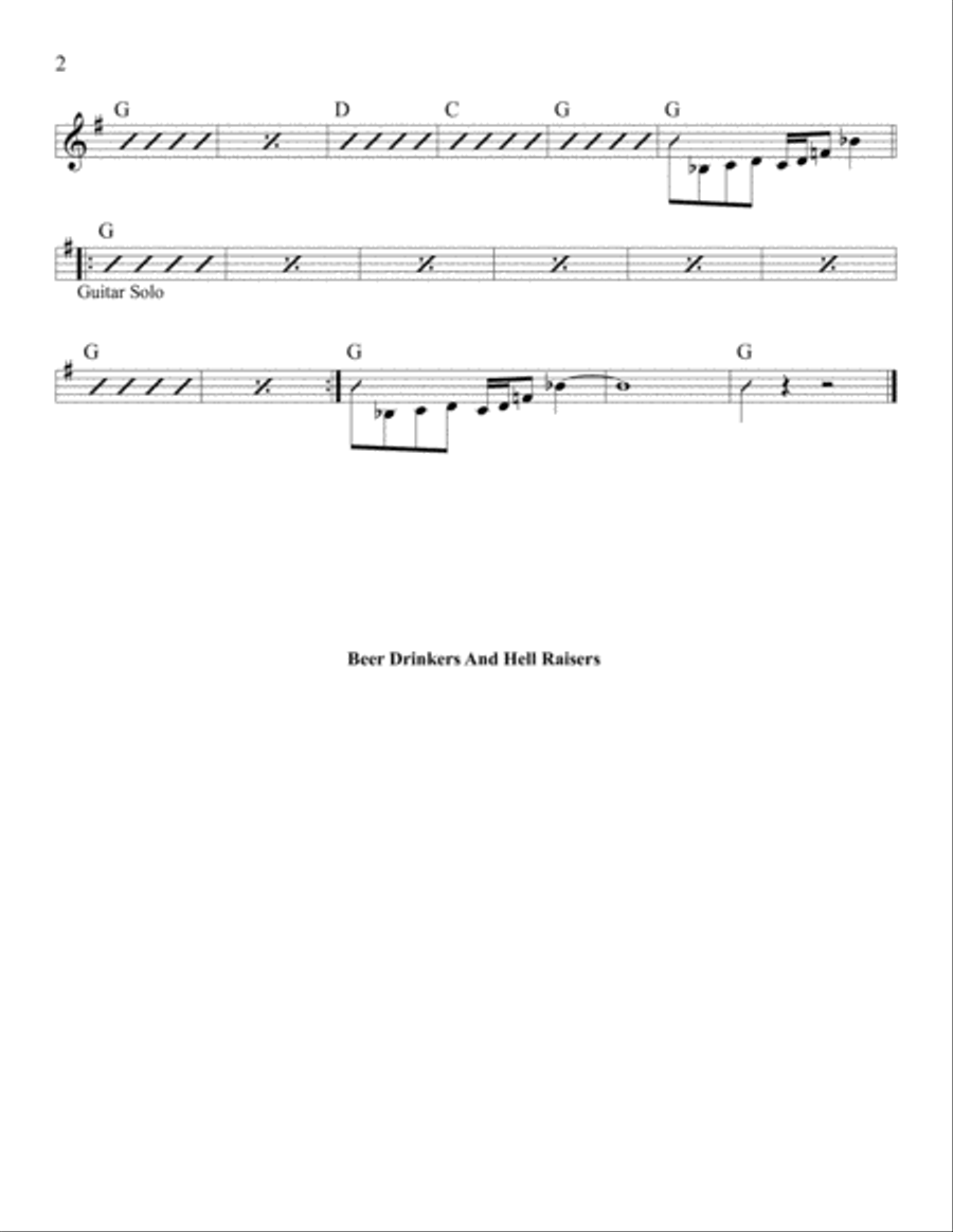 Beer Drinkers & Hell Raisers Piano, Vocal, Guitar scores gallery preview page 2