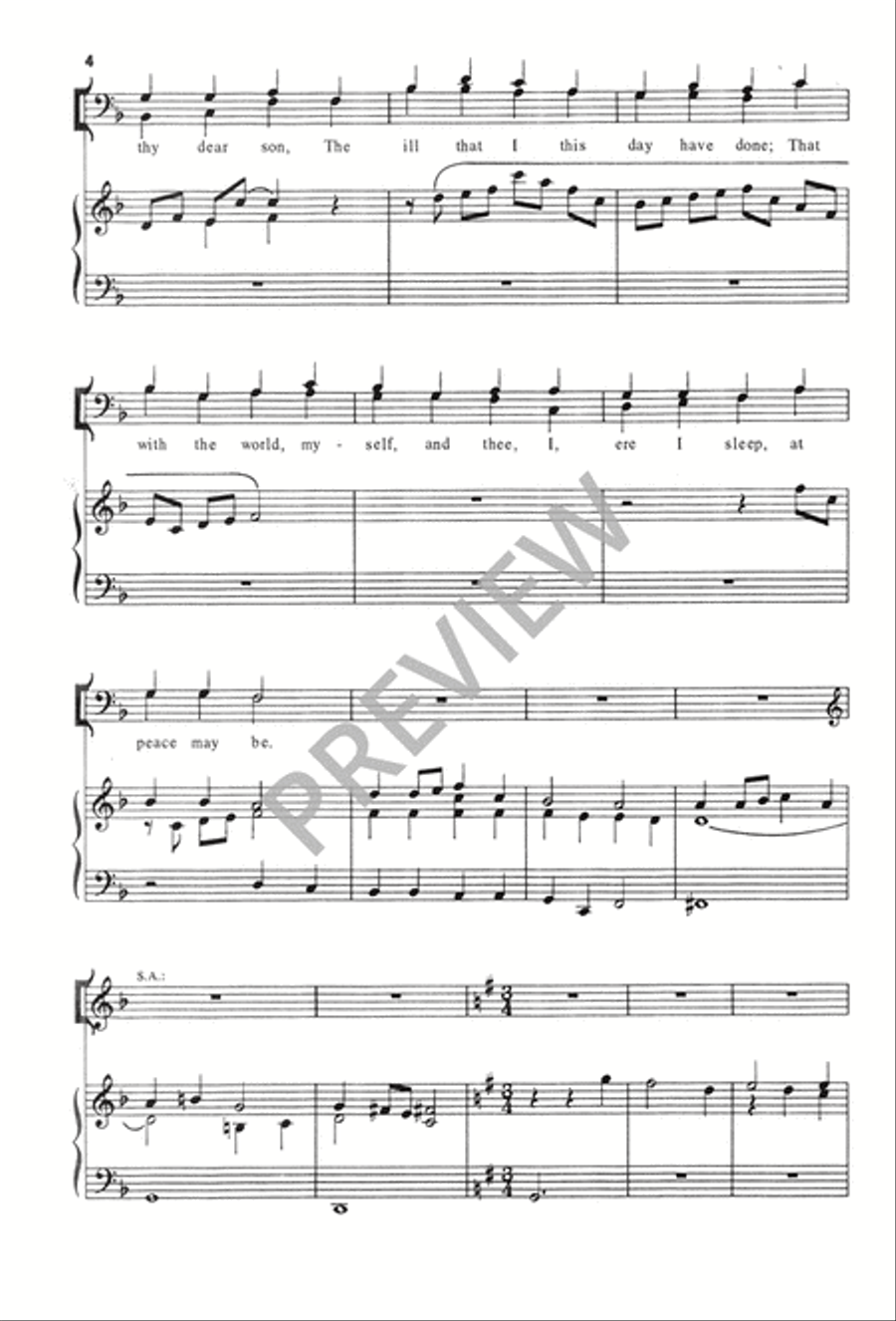 All Praise to Thee, My God, This Night 4-Part scores gallery preview page 5