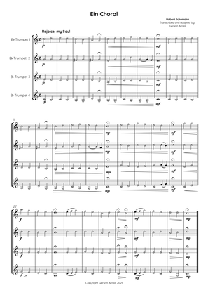 Ein Choral - R. Schumann - for Bb Trumpet Quartet - Score and Parts