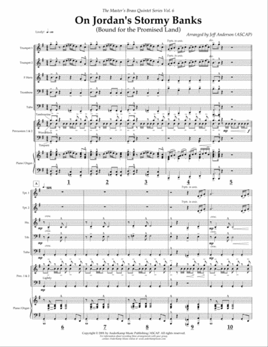 On Jordan's Stormy Banks for Brass Quintet image number null