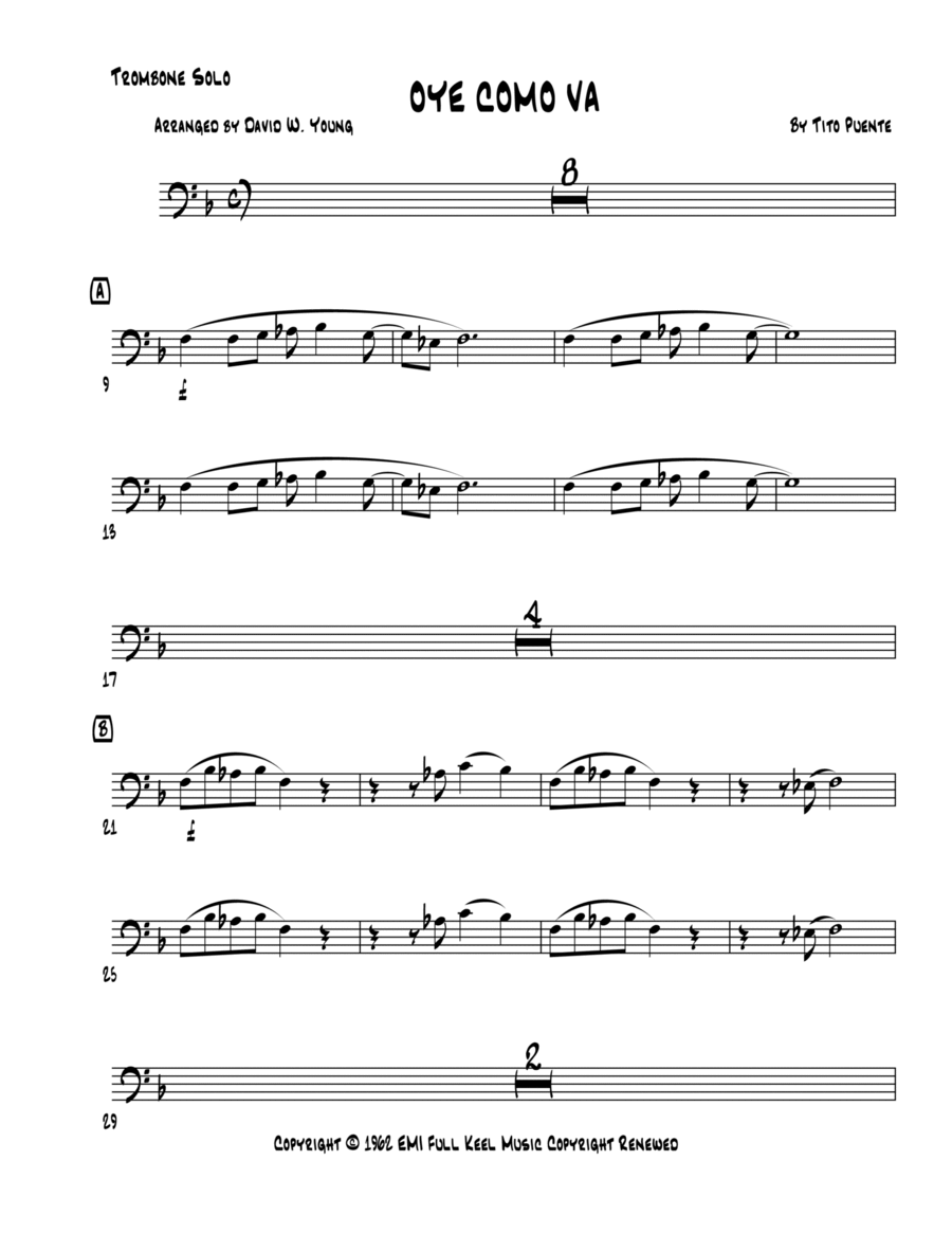 Oye Como VA Oye Como VA Trombone Solo scores gallery preview page 1