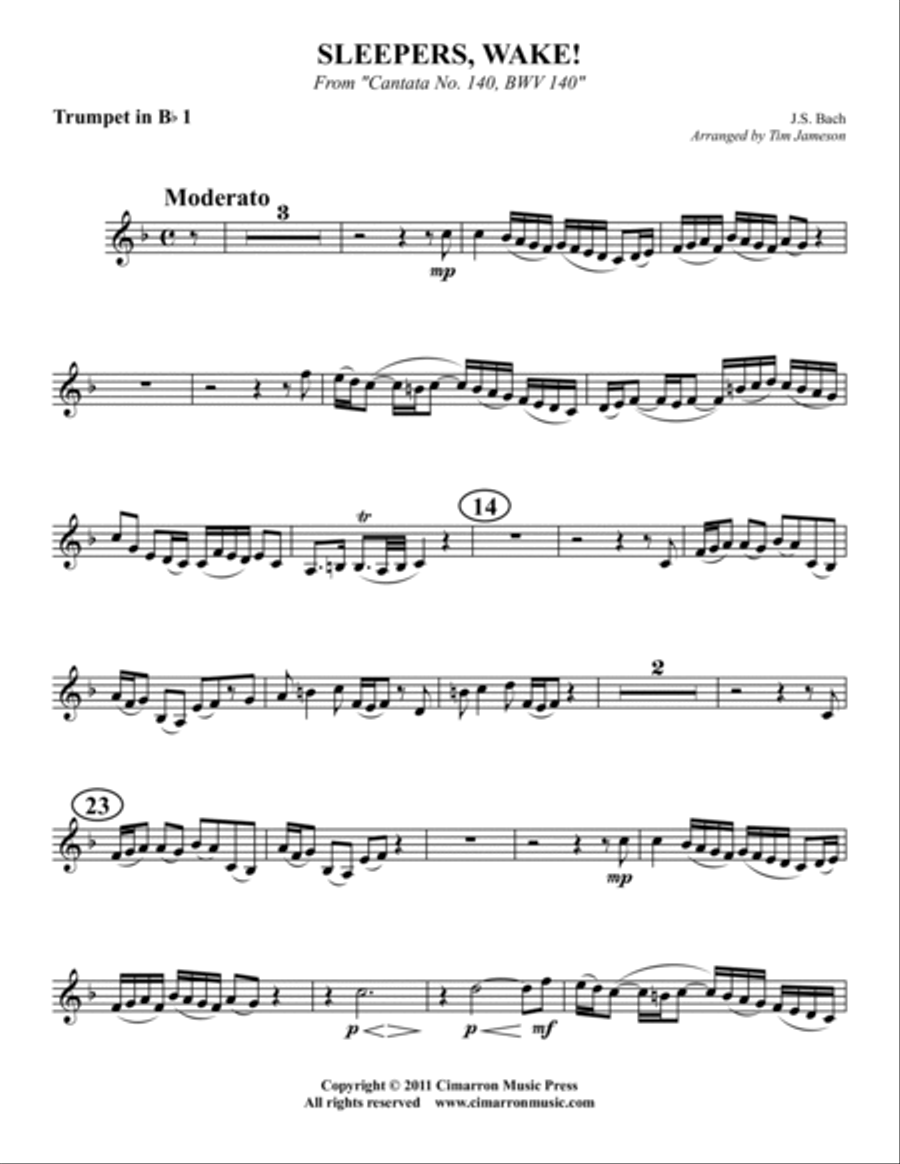 Sleepers, Wake! Brass Quintet scores gallery preview page 5