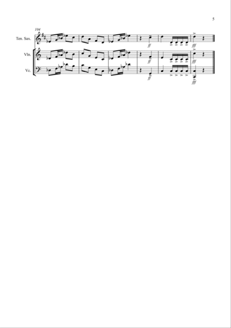 3 Halloween Pieces for Tenor Saxophone, Violin and Cello Trio Small Ensemble scores gallery preview page 5
