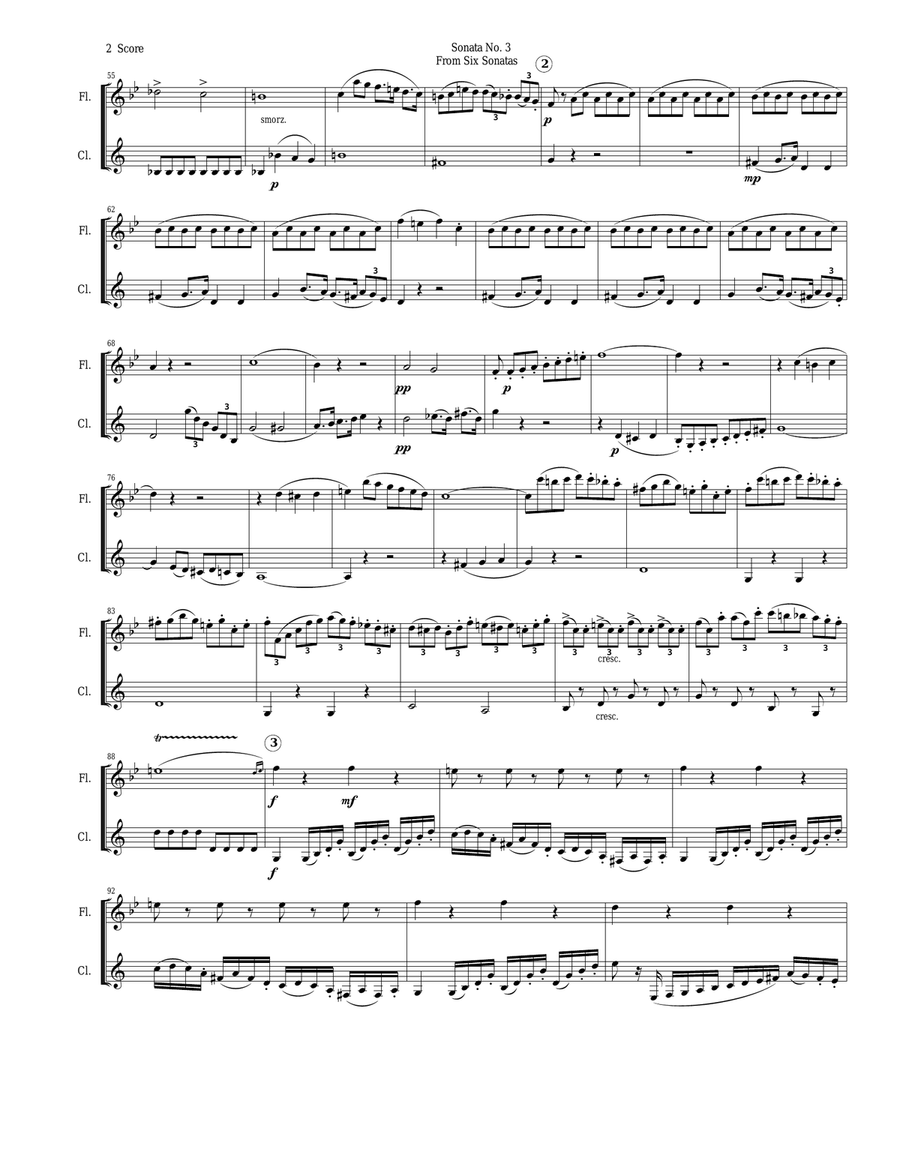 Rossini Sonata #3 for Flute and Clarinet Duet Woodwind Duet scores gallery preview page 4