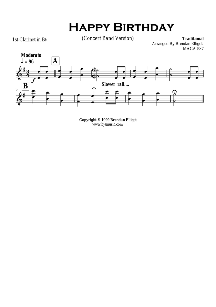 Happy Birthday - Concert Band Score and Parts PDF Concert Band scores gallery preview page 4