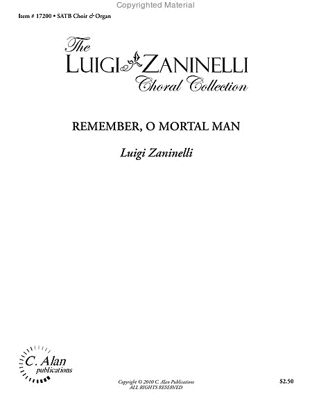 Remember, O Mortal Man (choral score) image number null