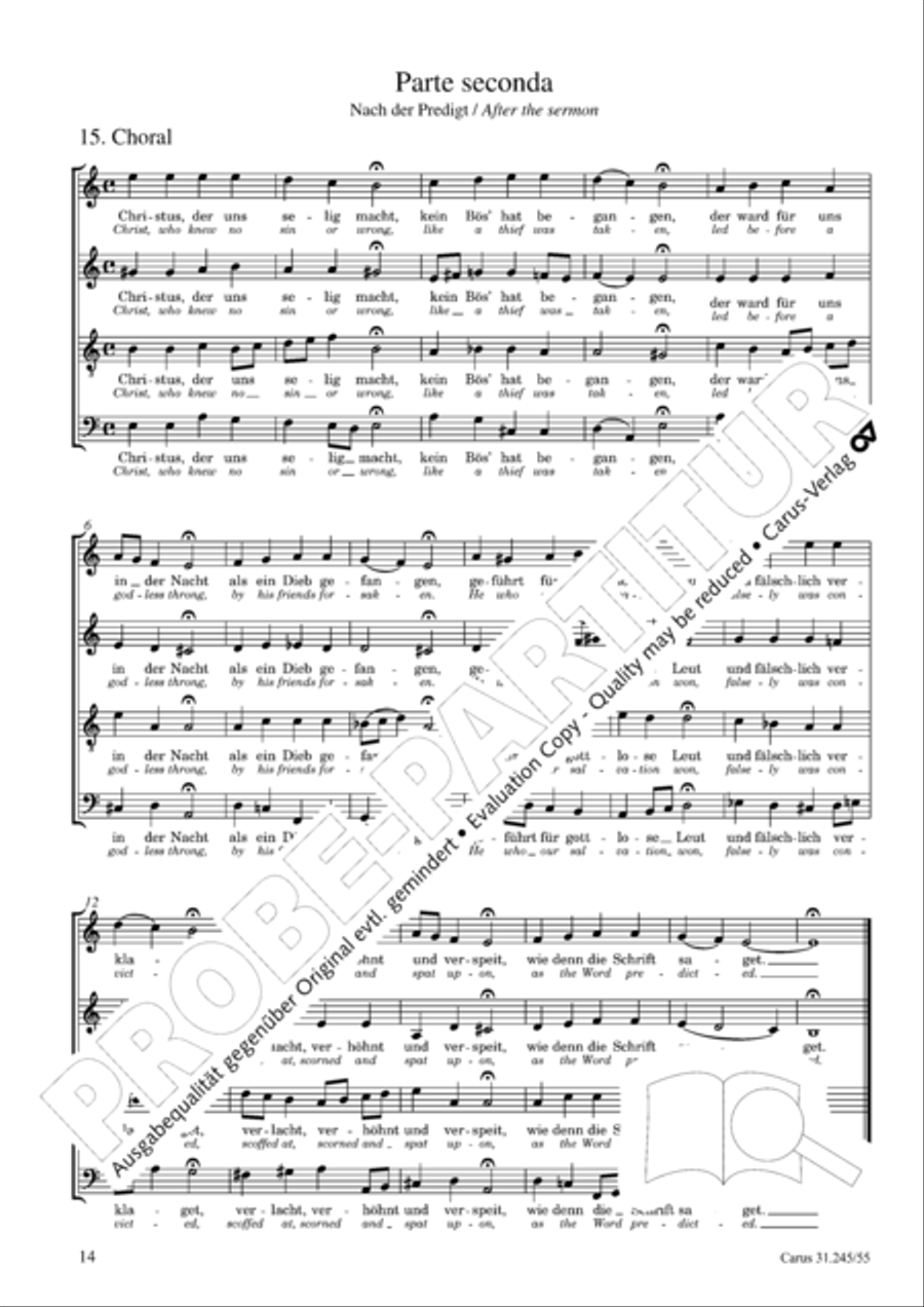 St. John Passion (Johannes-Passion) 4-Part scores gallery preview page 15