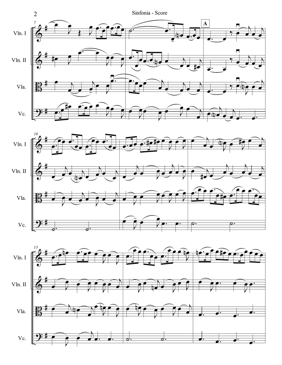 Christmas Oratorio (Sinfonia) for String Quartet String Quartet scores gallery preview page 2