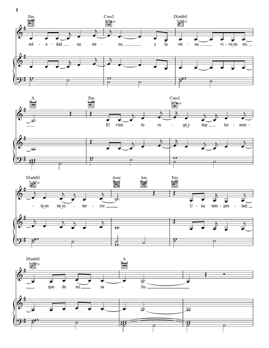 Libre Soy (Martina Stoessel Version) Piano, Vocal, Guitar scores gallery preview page 2
