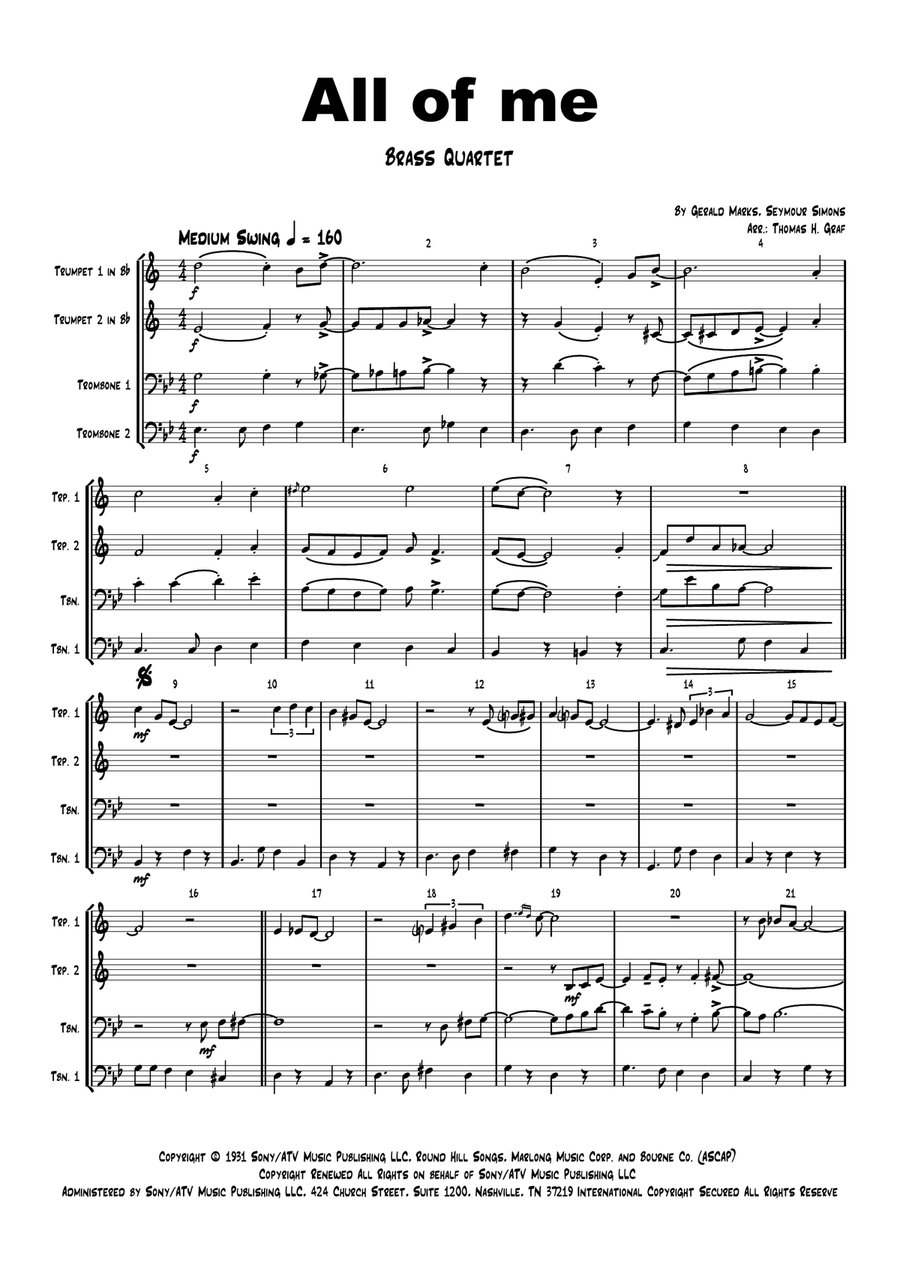 All Of Me Brass Ensemble scores gallery preview page 1
