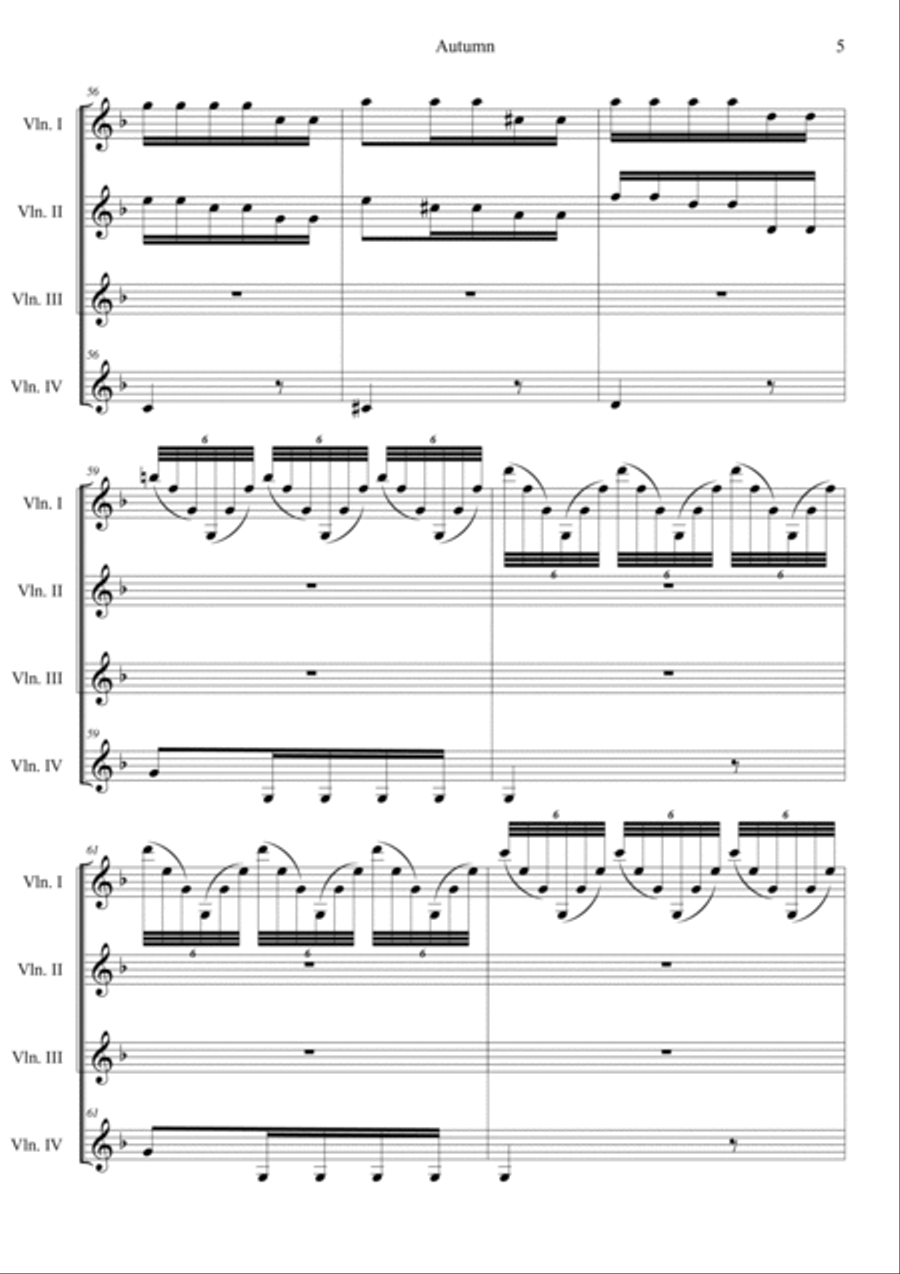 The Four Seasons: Autumn 3rd Movement Violin scores gallery preview page 5