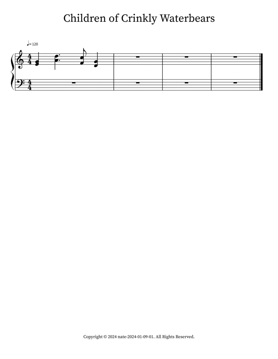Children of Crinkly Waterbears Easy Piano scores gallery preview page 1