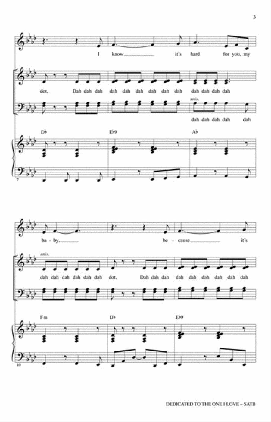 Dedicated to the One I Love 4-Part scores gallery preview page 3