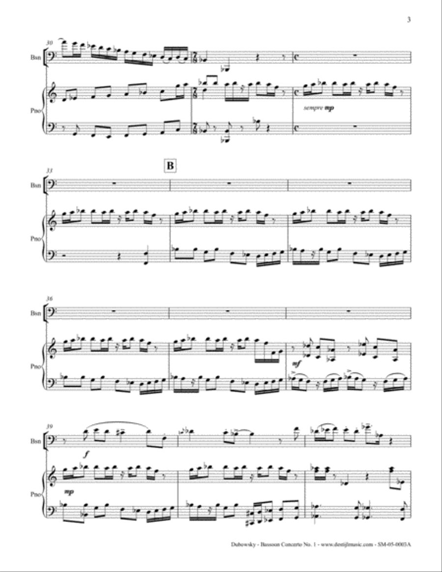 Bassoon Concerto No. 1 (Bsn/Piano) Bassoon Solo scores gallery preview page 5