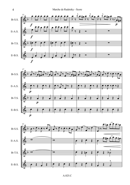 Marche de Radetzky, for Saxophone Quartet - Score & Parts