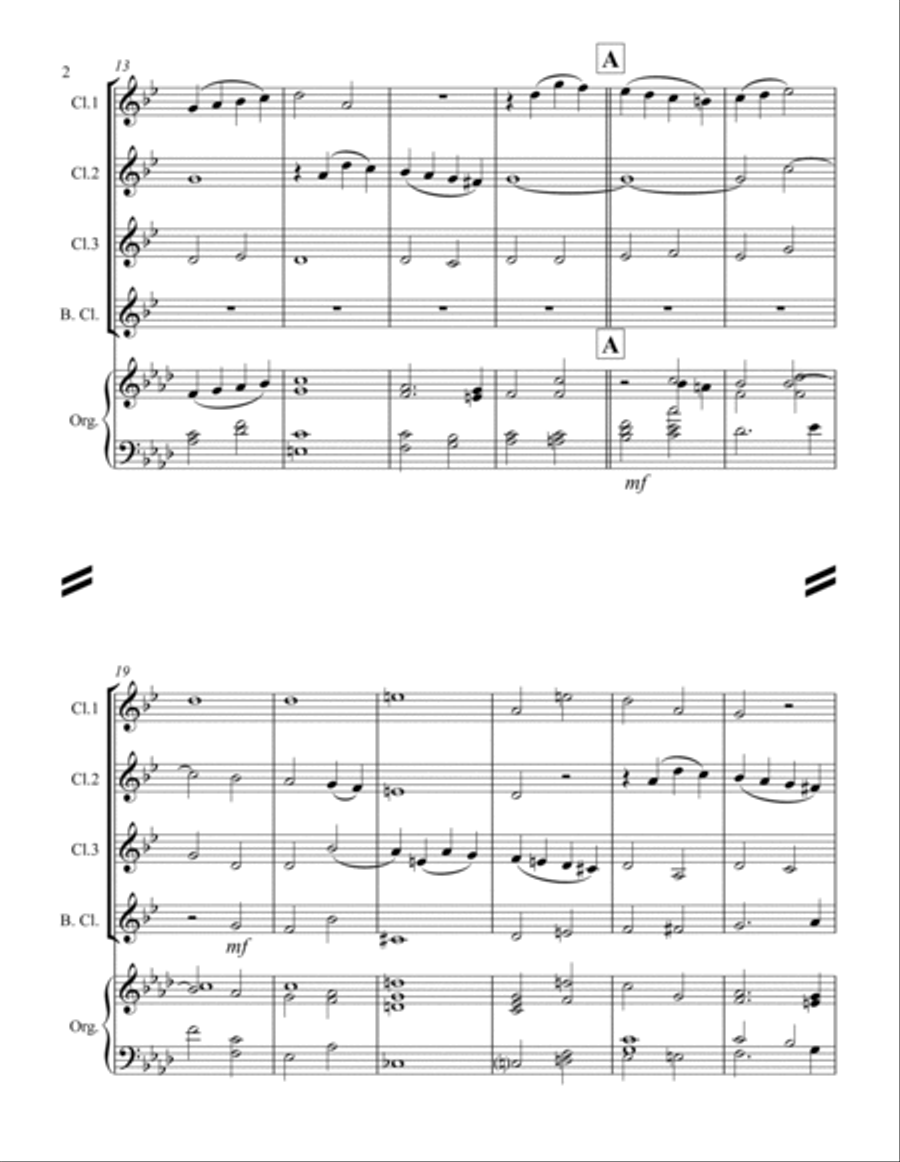 Handel - And With His Stripes We Are Healed (from Messiah) (for Clarinet Quartet & optional Organ) Clarinet Quartet scores gallery preview page 3