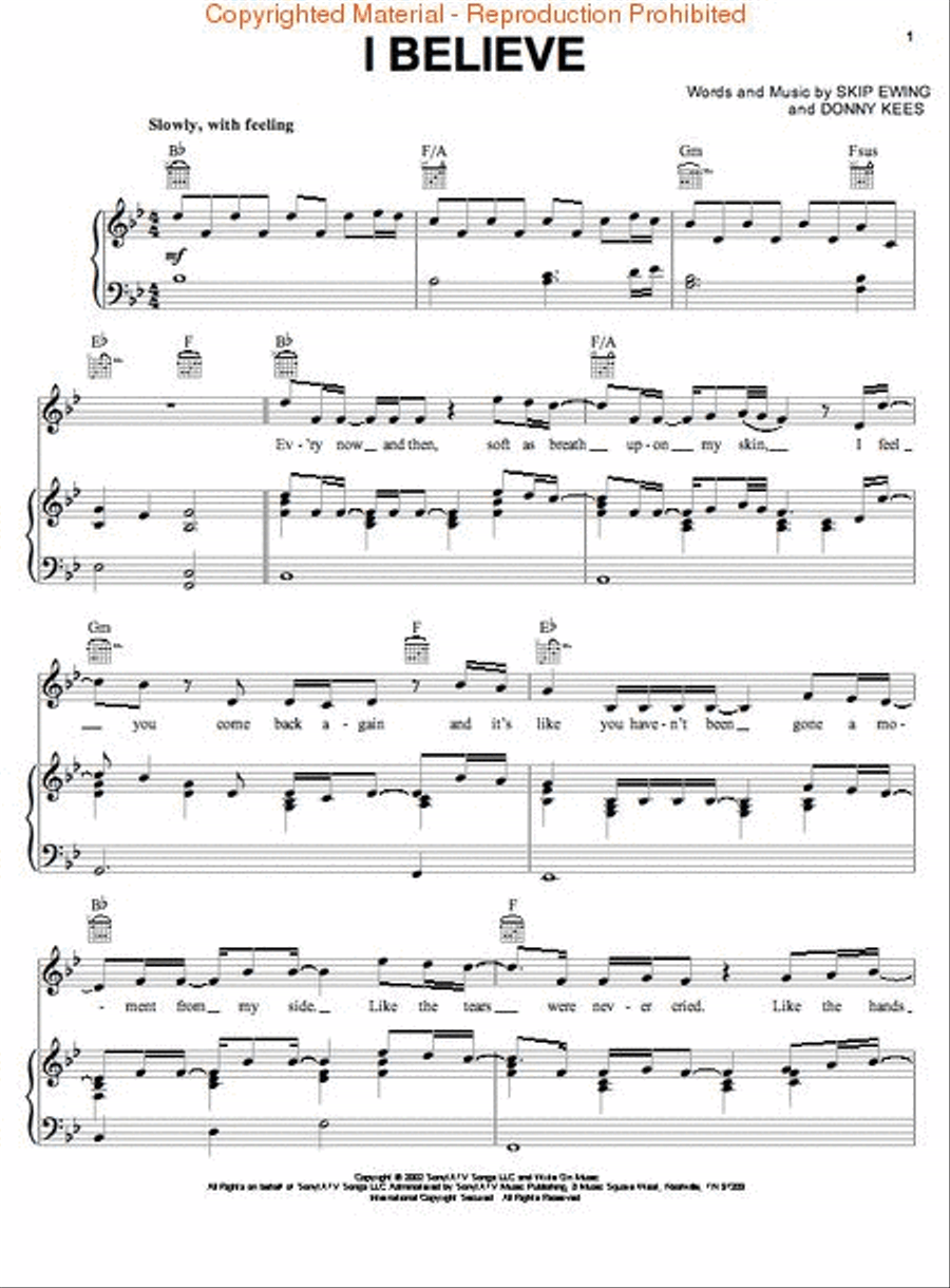 I Believe Piano, Vocal, Guitar scores gallery preview page 2