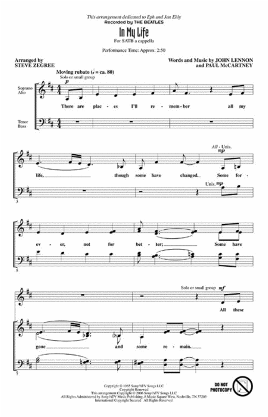 In My Life 4-Part scores gallery preview page 2
