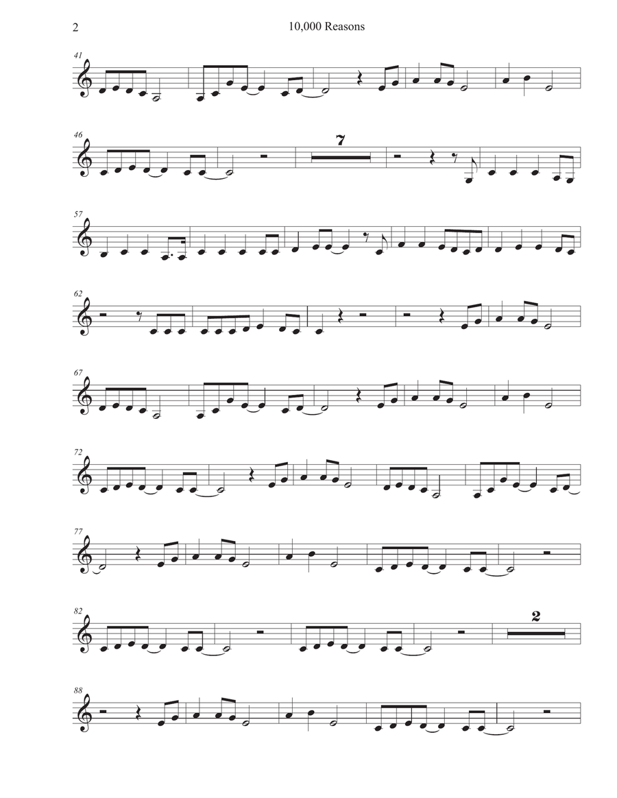 10,000 Reasons (Bless The Lord) Trumpet Solo scores gallery preview page 2