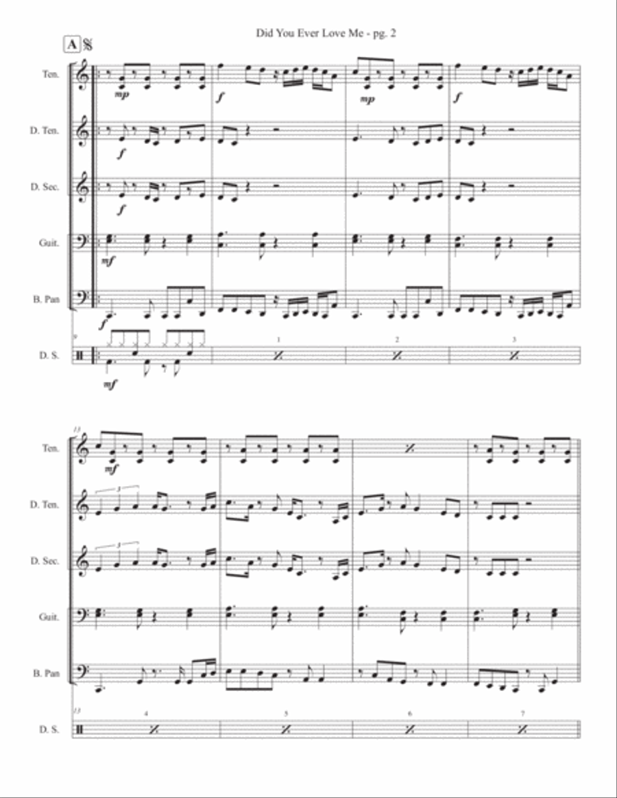 Did You Ever Love Me Percussion Ensemble scores gallery preview page 2
