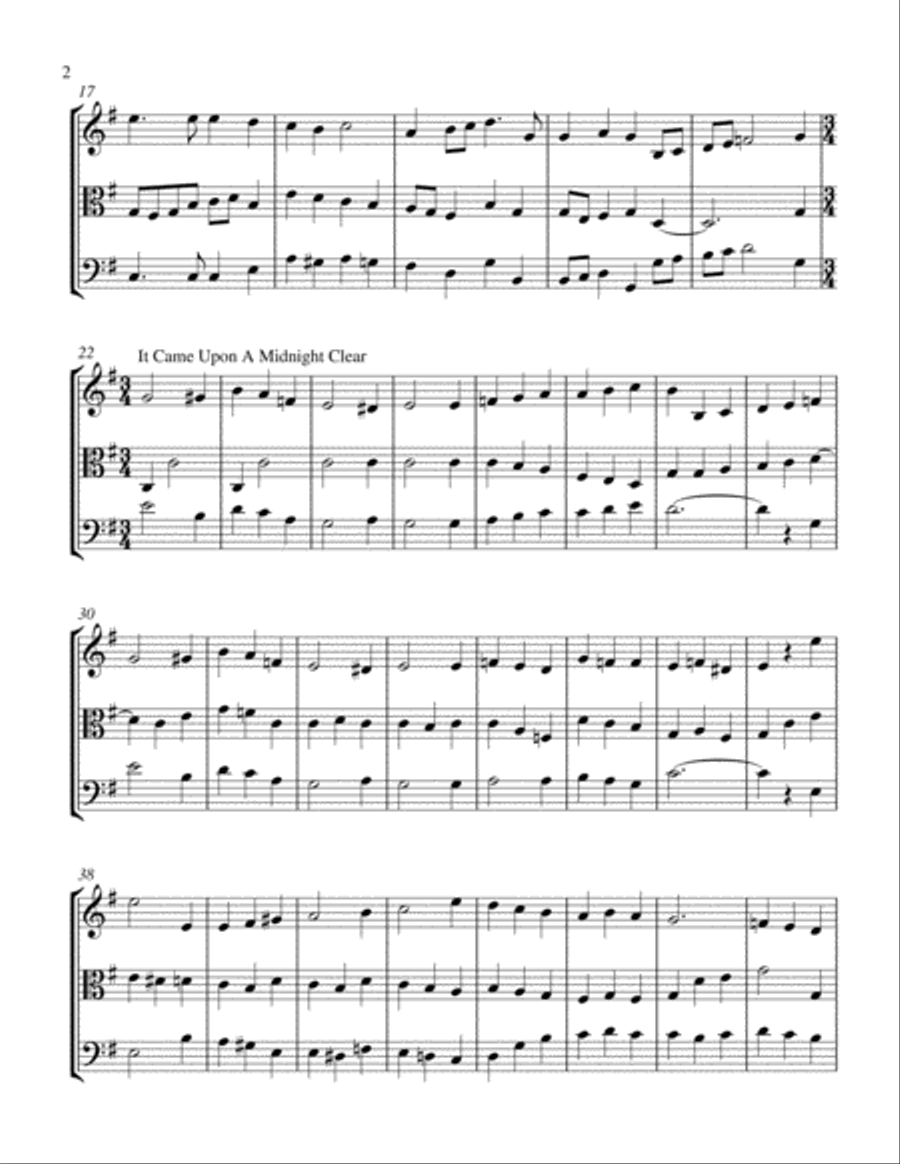 Two Carols for String Trio - Hark The Herald Angels Sing & It Came Upon A Midnight Clear String Trio scores gallery preview page 2