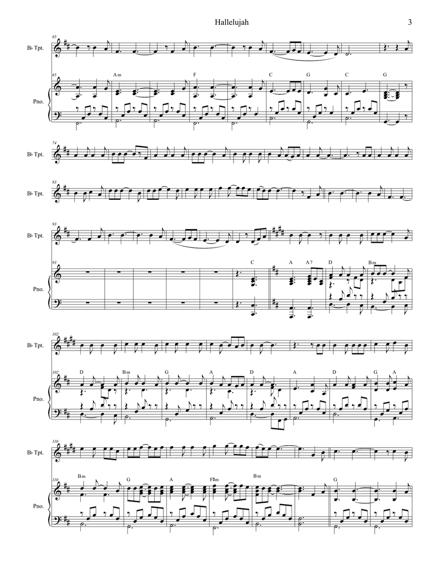 Hallelujah Trumpet Solo scores gallery preview page 3