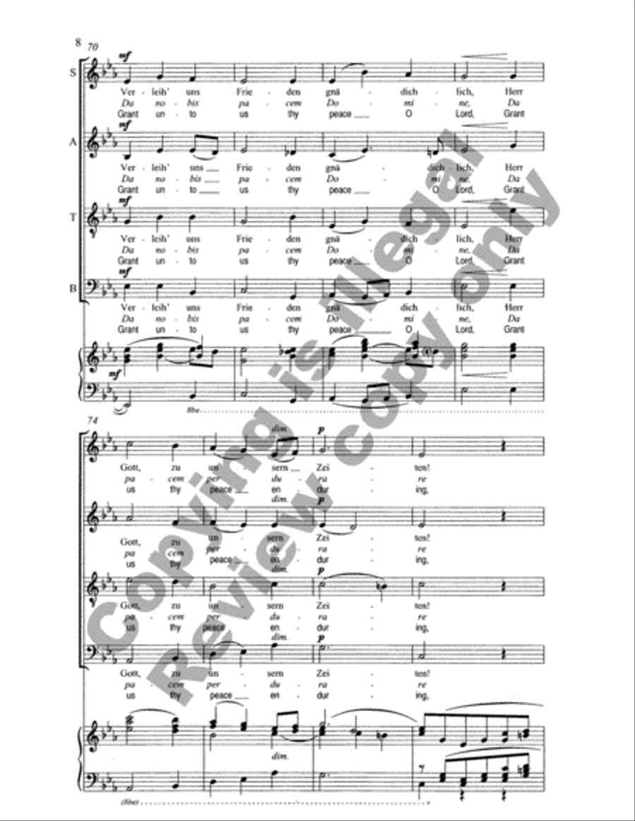 Verleih' uns Frieden (Grant Unto Us Thy Peace, O Lord) (Choral Score) image number null