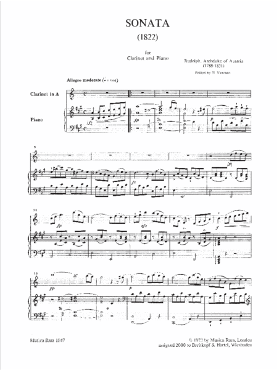Sonata in A major Op. 2 Clarinet Solo scores gallery preview page 2