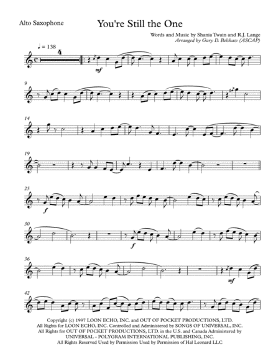 You're Still The One Alto Saxophone scores gallery preview page 2