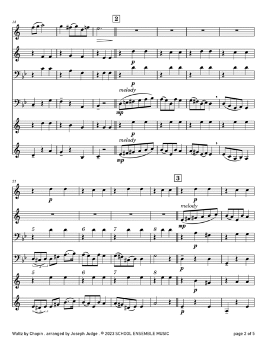 Waltz by Chopin for Brass Quartet in Schools Brass Quartet scores gallery preview page 2