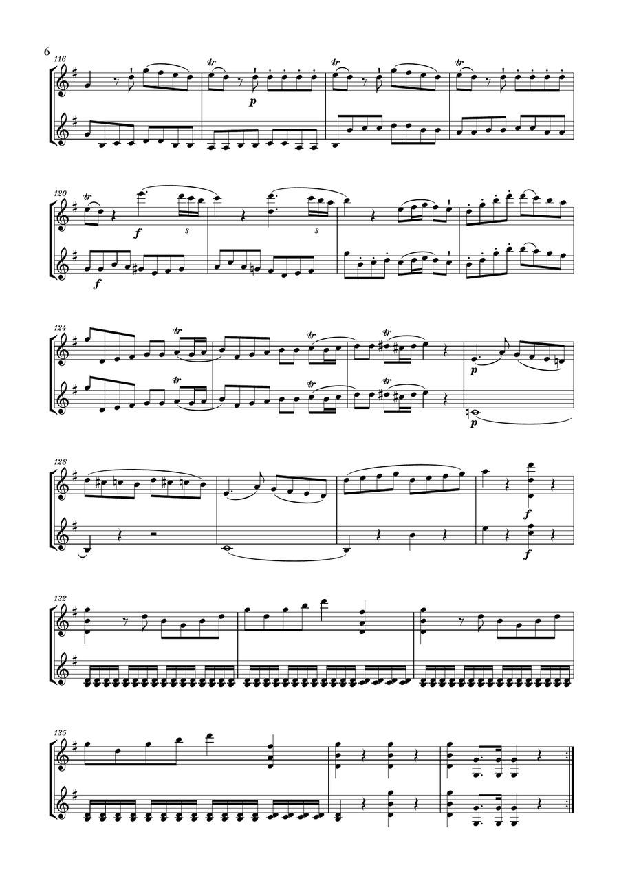 Eine Kleine Nachtmusik for 2 Violins String Duet scores gallery preview page 6