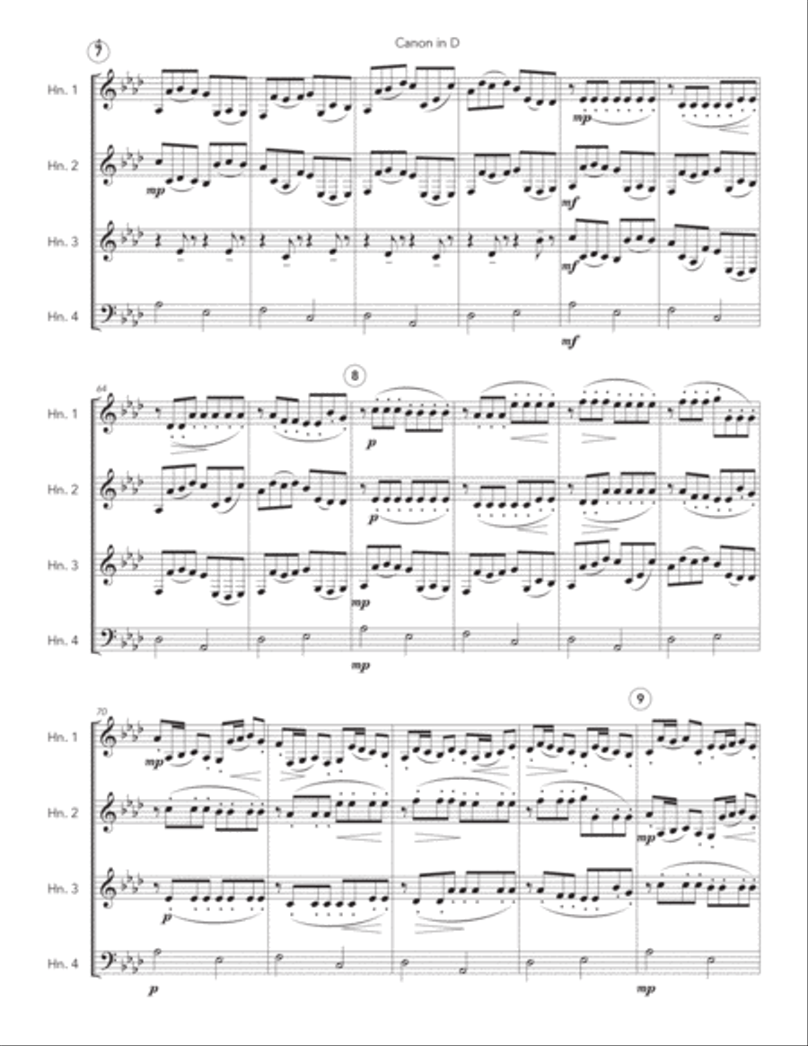 Canon in D for Horn Quartet French Horn Quartet scores gallery preview page 6