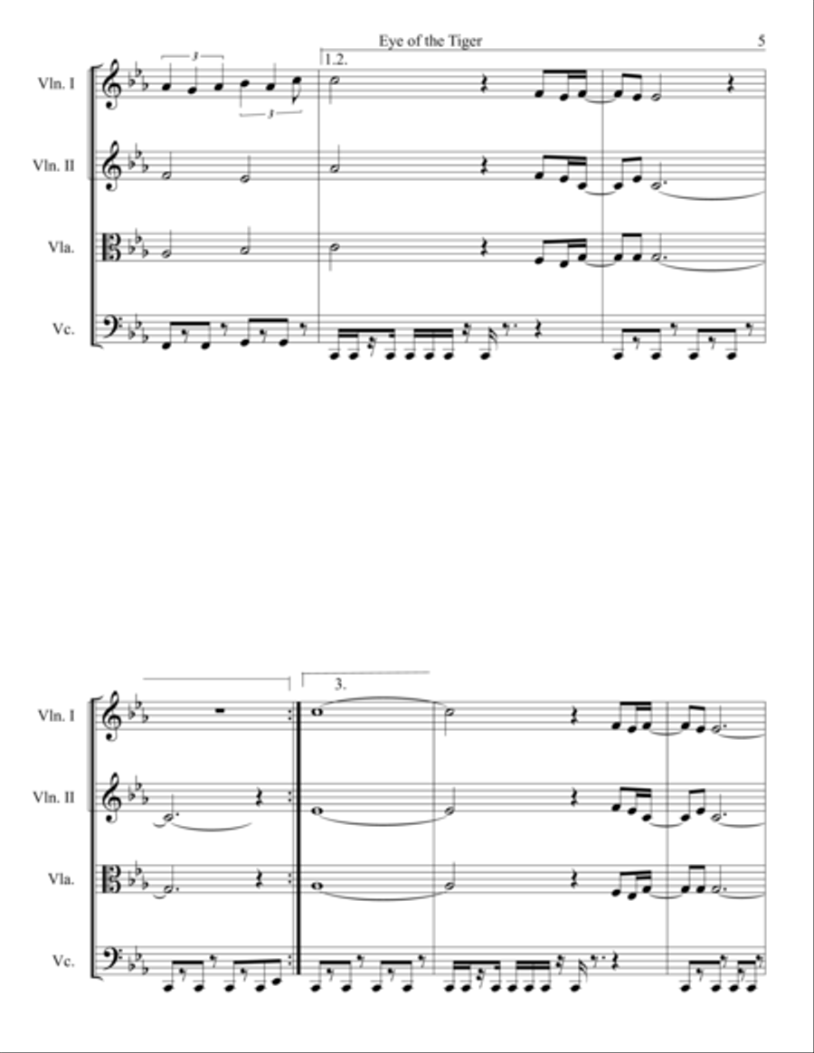 Eye Of The Tiger Eye Of The Tiger String Quartet scores gallery preview page 5