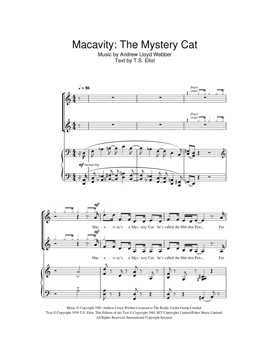 Macavity: The Mystery Cat (from Cats) 2-Part scores gallery preview page 1