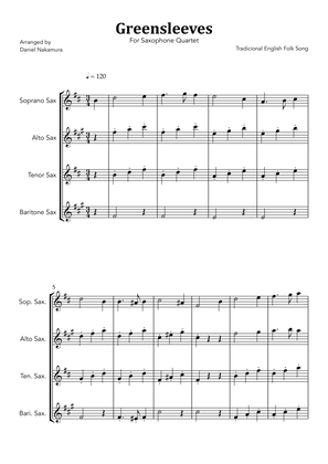 Greensleeves (For Sax Quartet)